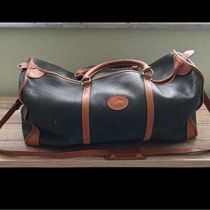 Vintage Dooney & Bourke Green and Tan Duffel Bag